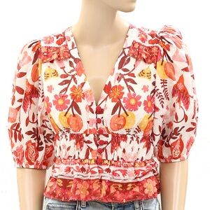 FARM Rio Pink and Red Floral Blouse